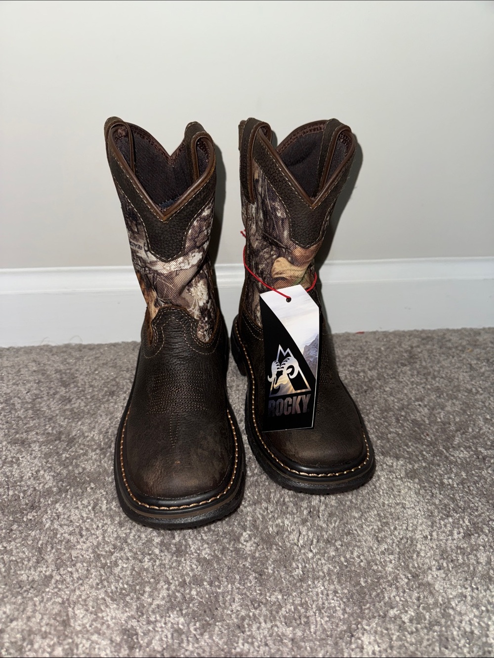 Rocky Brown Leather Boots with Camo Shaft